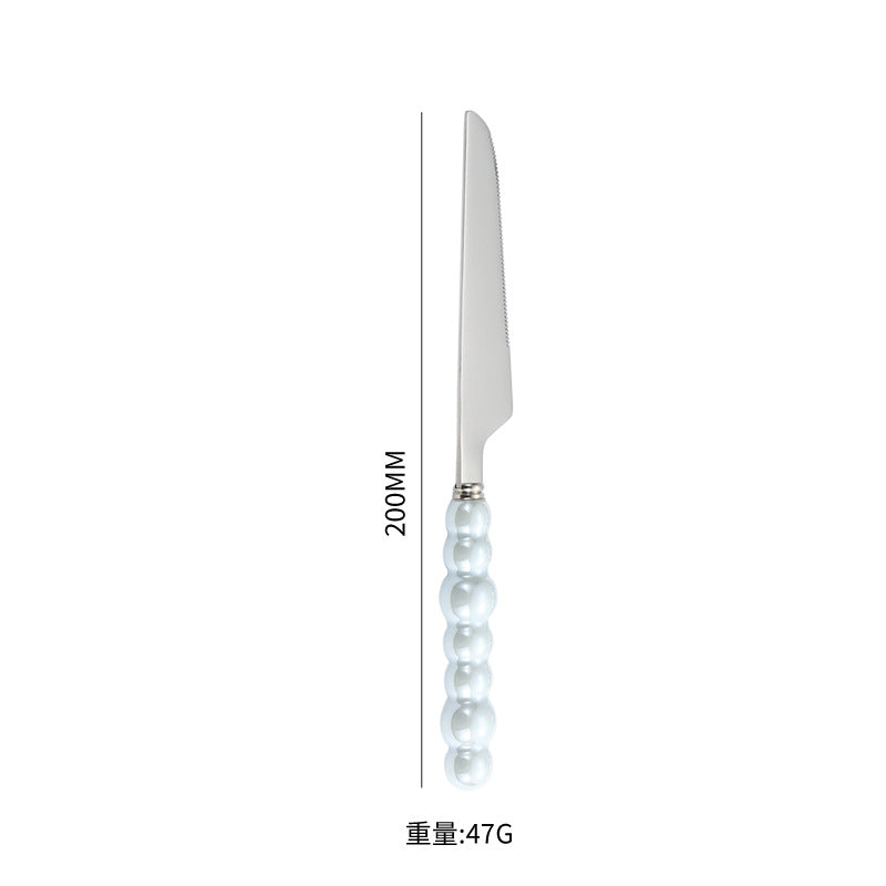 Stainless Steel Tableware Hotel Restaurant Pearl Ceramic Handle Knife Fork Spoon4Set of Western Steak Cutlery