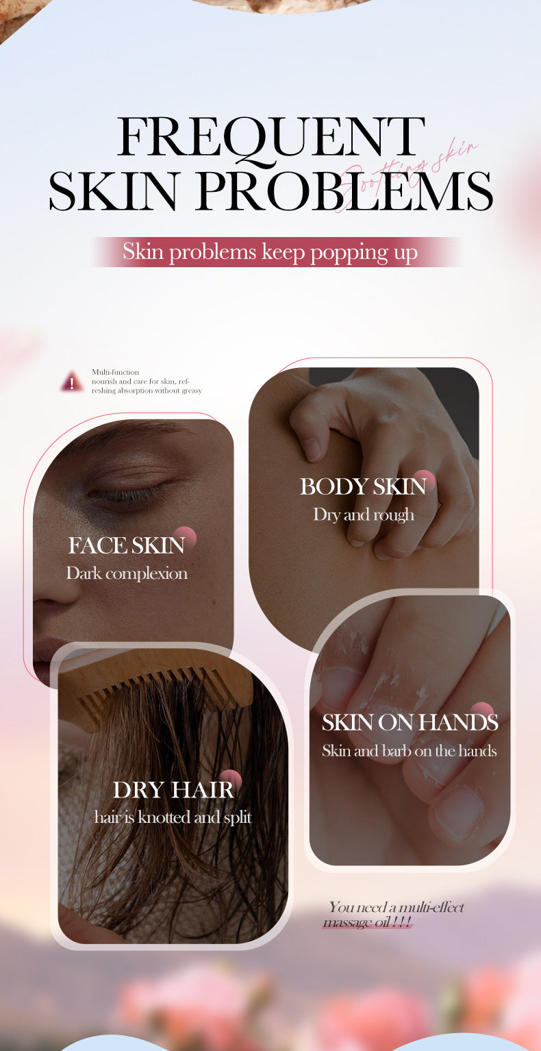 Rose Dried Flower Multi-effect Massage Oil SADOER Moisturizing skin body essential oil cross-border foreign trade wholesale