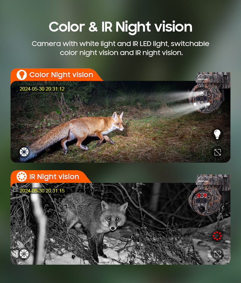 Camouflage122x Zoom Solar Camera Outdoor Forest4G Binocular HD AI Full Color Night Vision Surveillance
