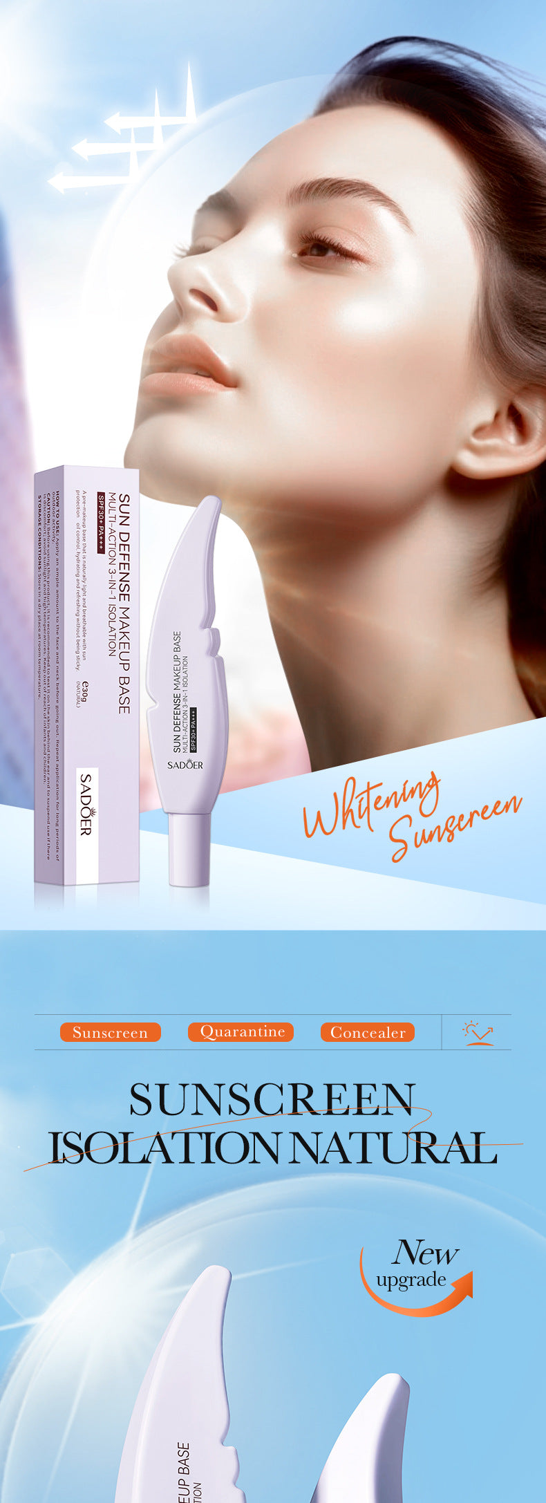 Cross-border Sunscreen30g SPF30+Sunscreen Isolation Cream UV Protection Concealer Sunscreen Cream Wholesale from Foreign Trade Manufacturer