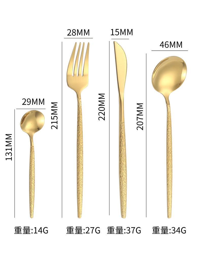 Stainless Steel Cutlery Western Knife Fork Spoon Restaurant Steak Knife Fork Hammer Pattern Portugal24Set