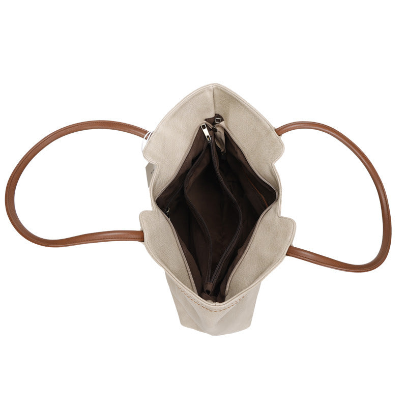 Korean Style2024New Fashionable and Elegant Simple Tote Bag Retro Large Capacity Mother-Daughter Bag for Women Shoulder Handbag Commuting