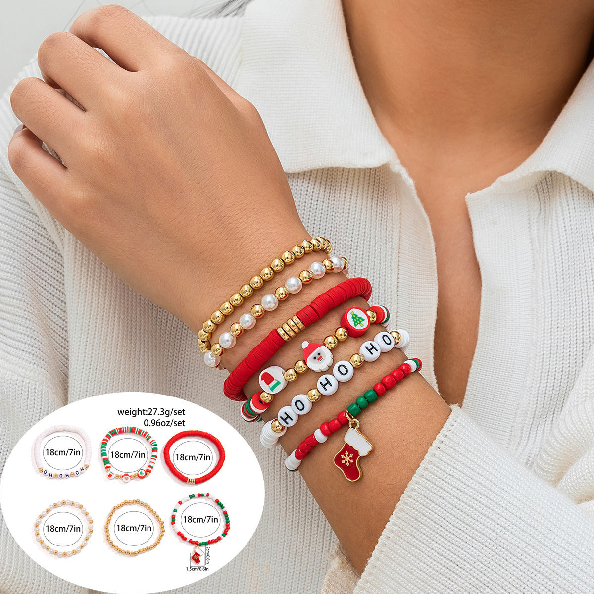 Women's Holiday Gift Bracelet Santa Claus Set Snowman Soft Clay Ornaments European and American Christmas Bracelet