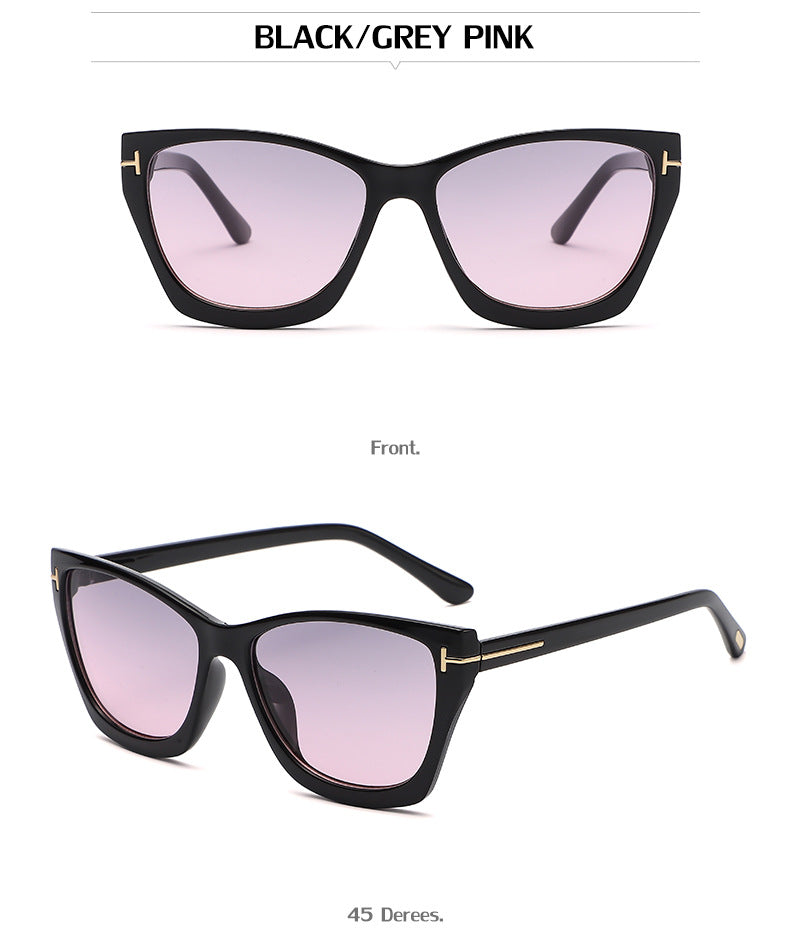 Vintage T Cat Eye Sunglasses for Women Fashionable High-End Sunglasses Trendy ins Street Style Full Frame Sun Protection Glasses shades