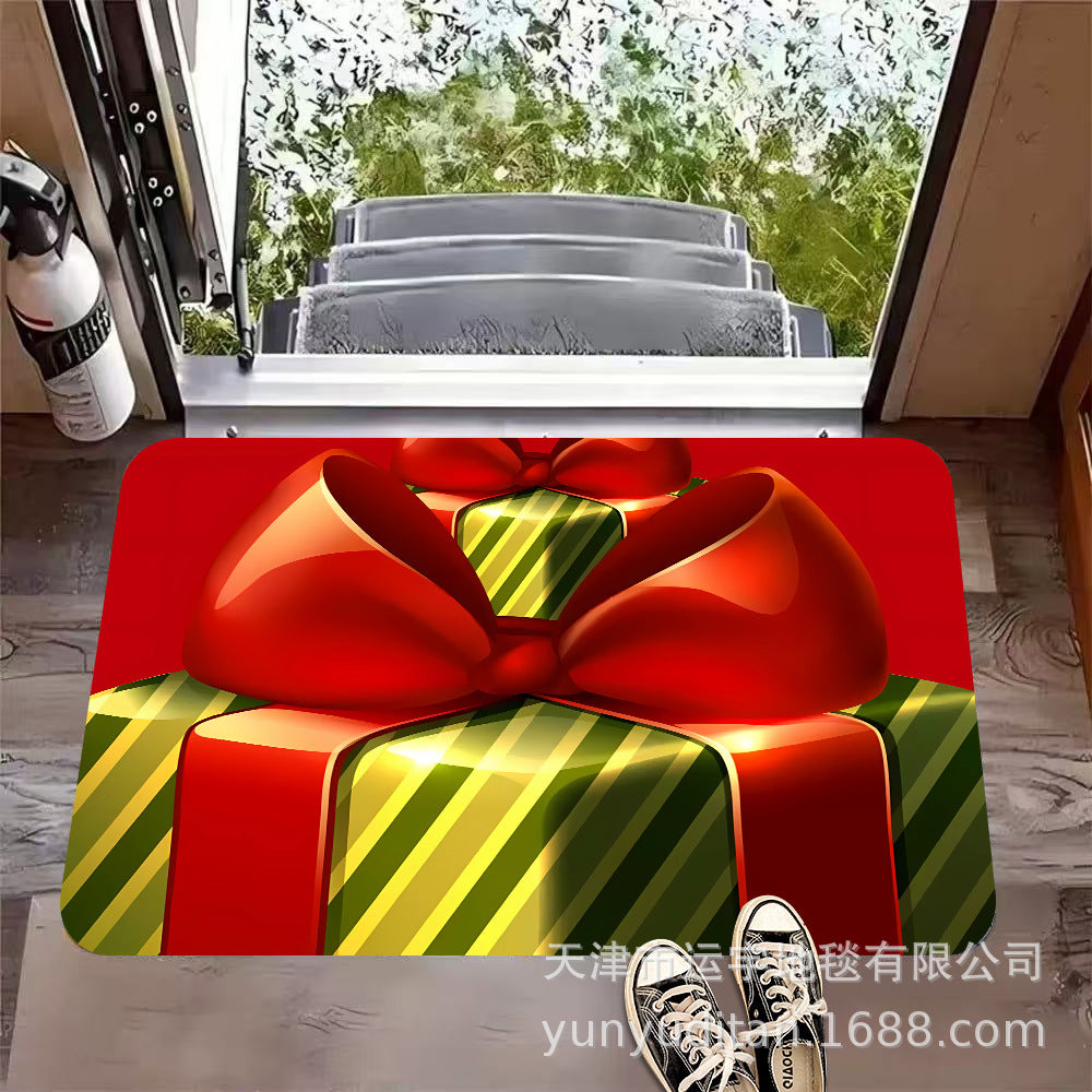 Christmas Flannel Doormat Holiday Decoration Entrance Mat Bathroom Water Absorbent Non-Slip Mat Customizable