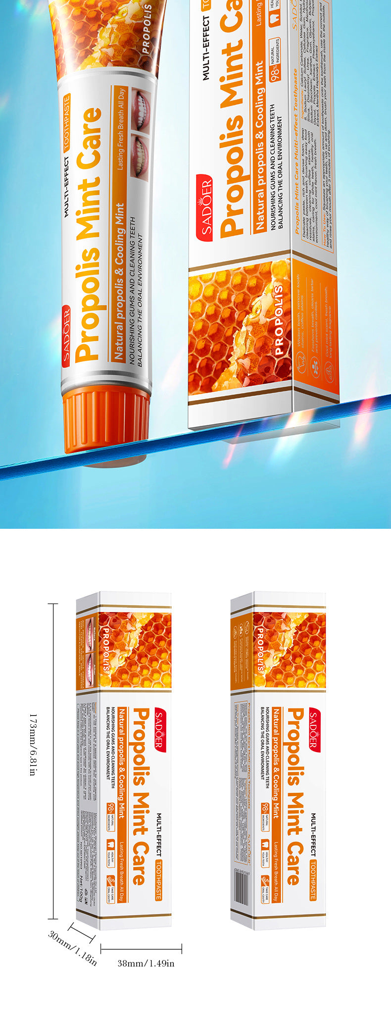 Mint Toothpaste100gSADOER Propolis Sea Salt Ginger Cleans Tartar Strengthens Teeth  Wholesale