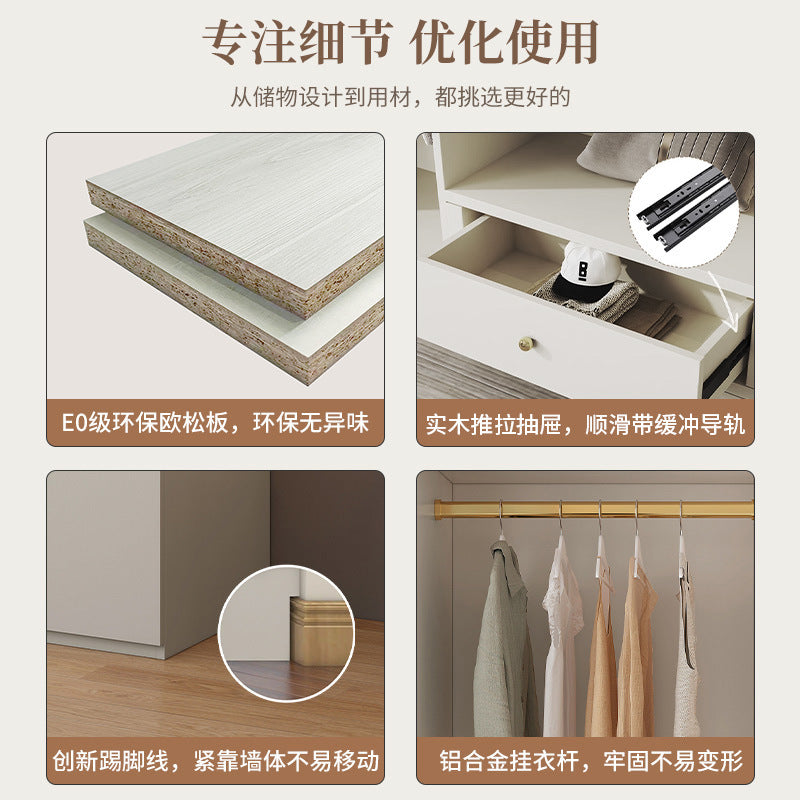 One-Door to Ceiling Heightened Solid Wood Wardrobe for Home Bedroom, Double Door Simple Assembly Cabinet, European Pine Board Storage Cabinet, Wardrobe