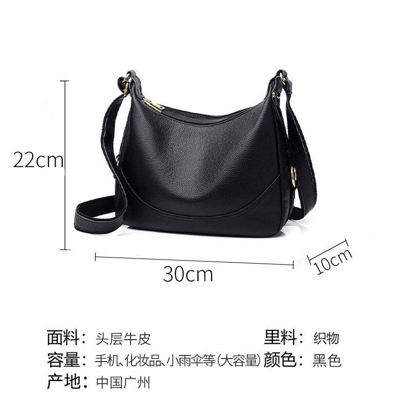 Guangzhou Shiling Genuine Leather Women's Bag for Middle-aged and Elderly Mothers, Multi-pocket Large Capacity Single Shoulder Crossbody Bag Trend