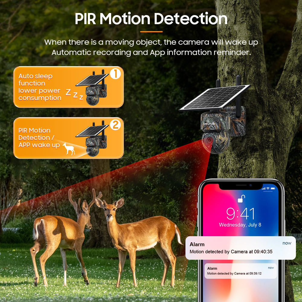 Outdoor Maple Leaf Camouflage Solar Camera4MP Low Power Consumption4G High Definition Forest Remote Early Warning Monitoring