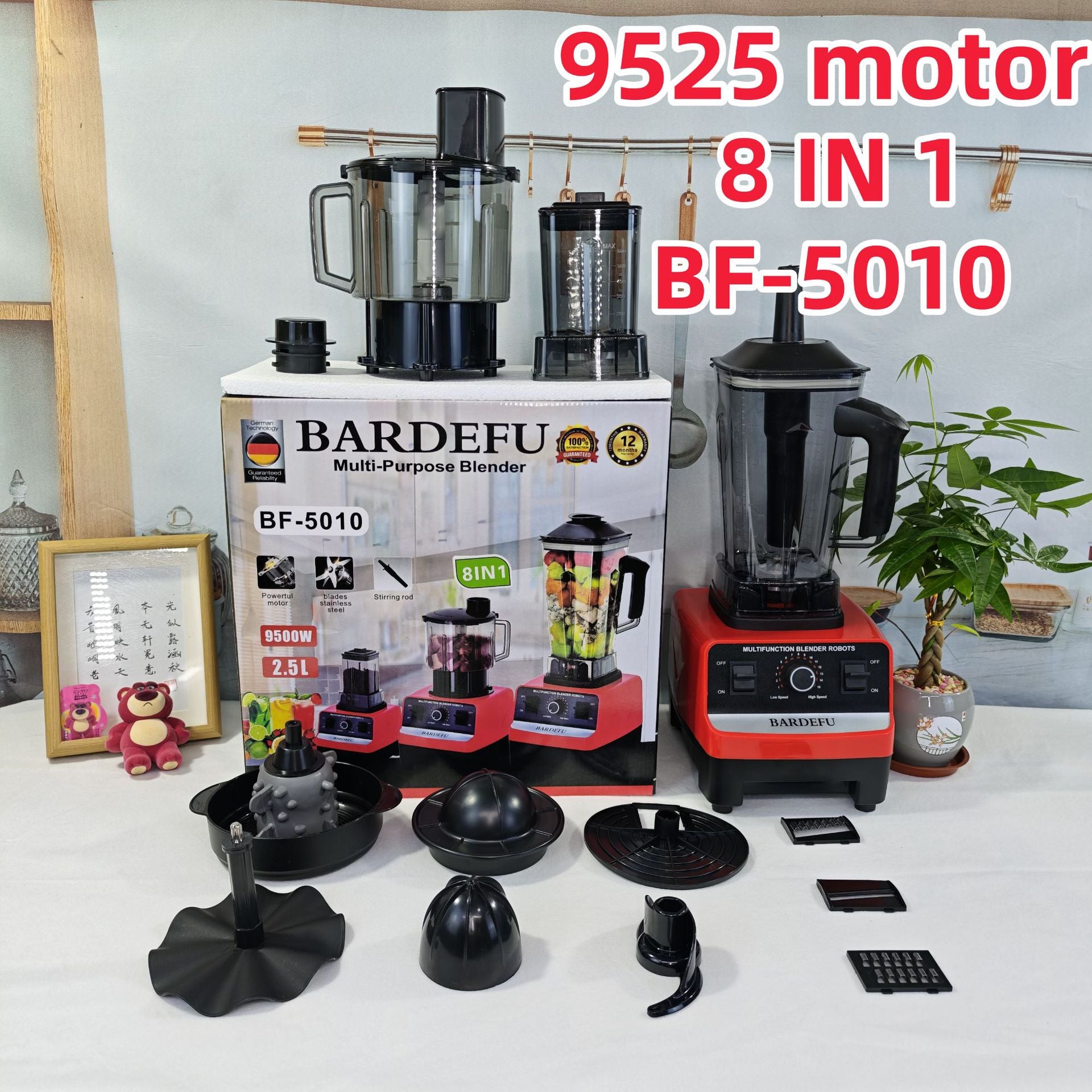 8in1blender Pure Copper Stainless Steel High-Power Meat Grinder Ice Crusher Juicer Blender with Dual Cup Design