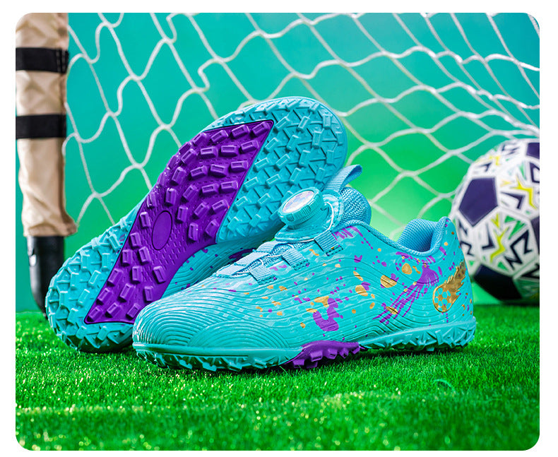 Rotating Button New Children's Soccer Shoes Girls' Spike Training Shoes Girls' Elementary School Sneakers Sports Shoes