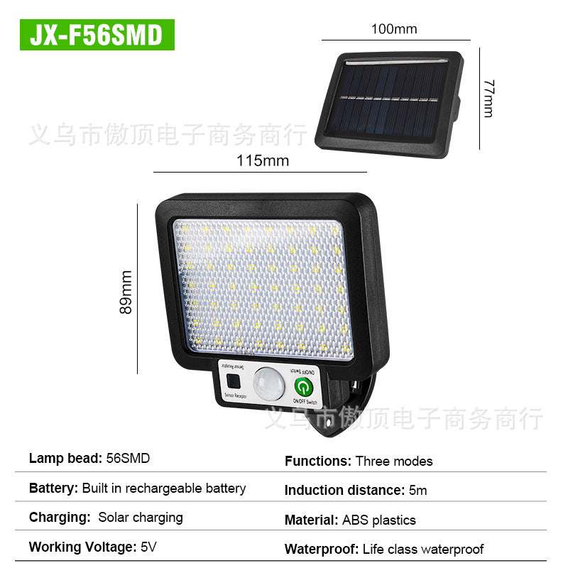 New Solar Split Light Human Body Sensing Wall Light56LED Garden Light Outdoor Waterproof Street Light Garden lamp