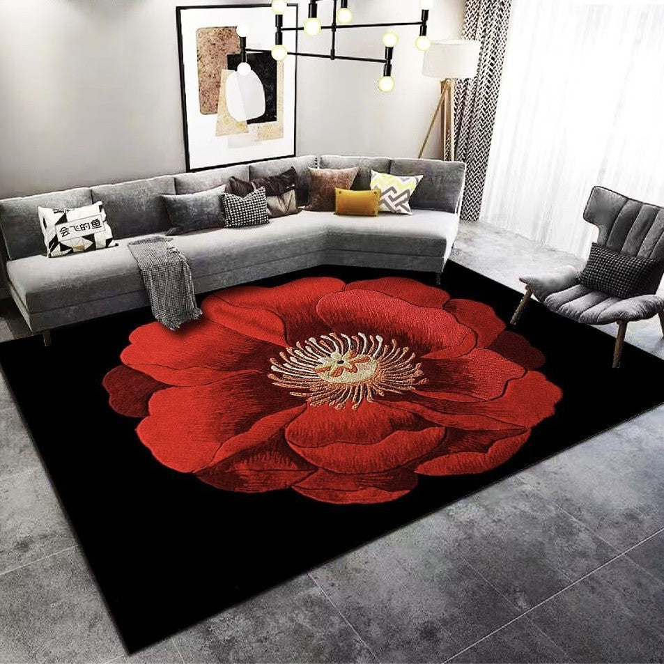 Living Room Carpet Stain Resistant Easy Care Crystal Velvet Carpet Home Sofa Coffee Table Rug Bedroom Wear-Resistant Non-Slip Mat