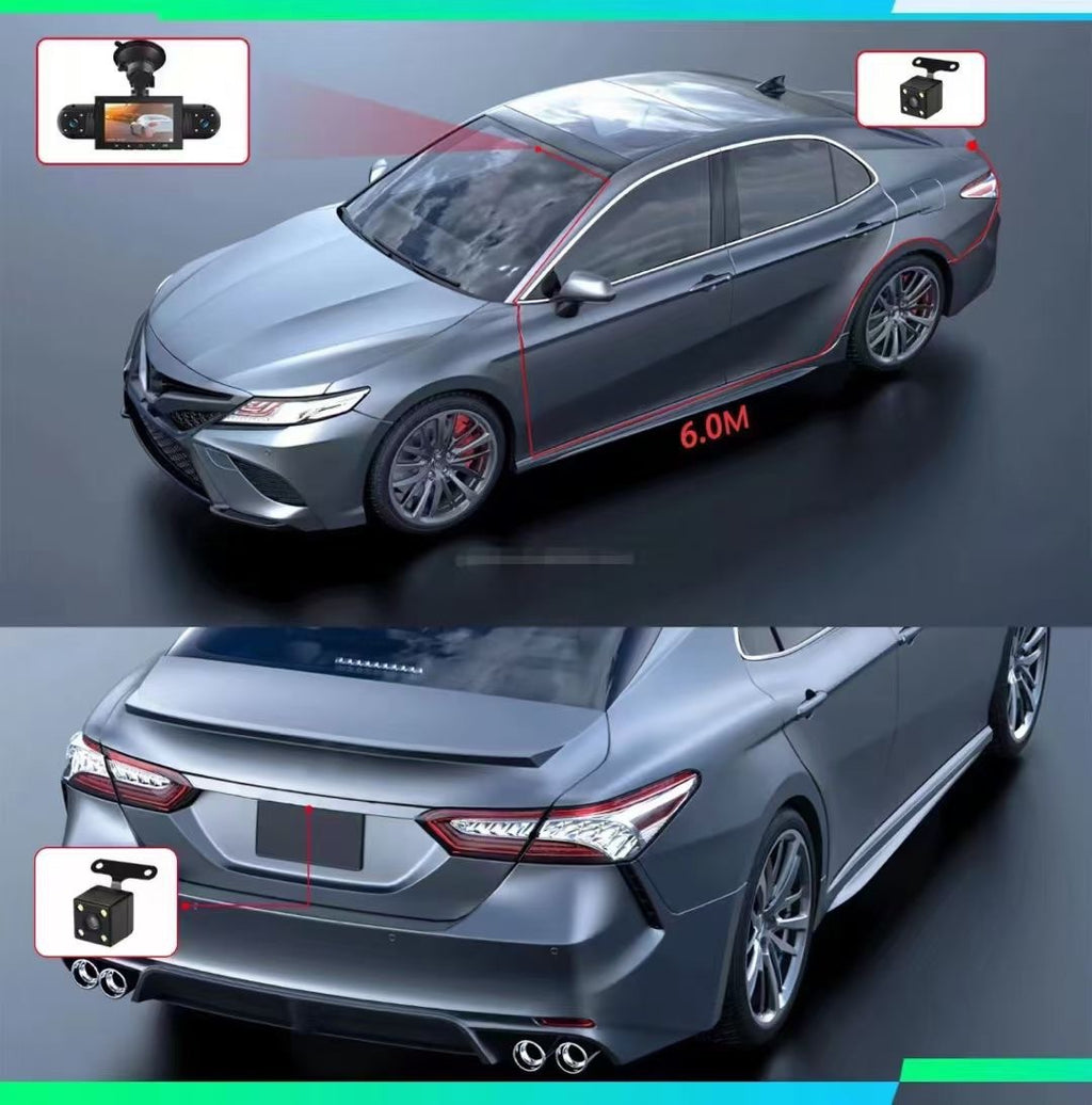 Dash Cam with Four Lenses1080P High-definition infrared night vision four-record simultaneous display dash cam DVR