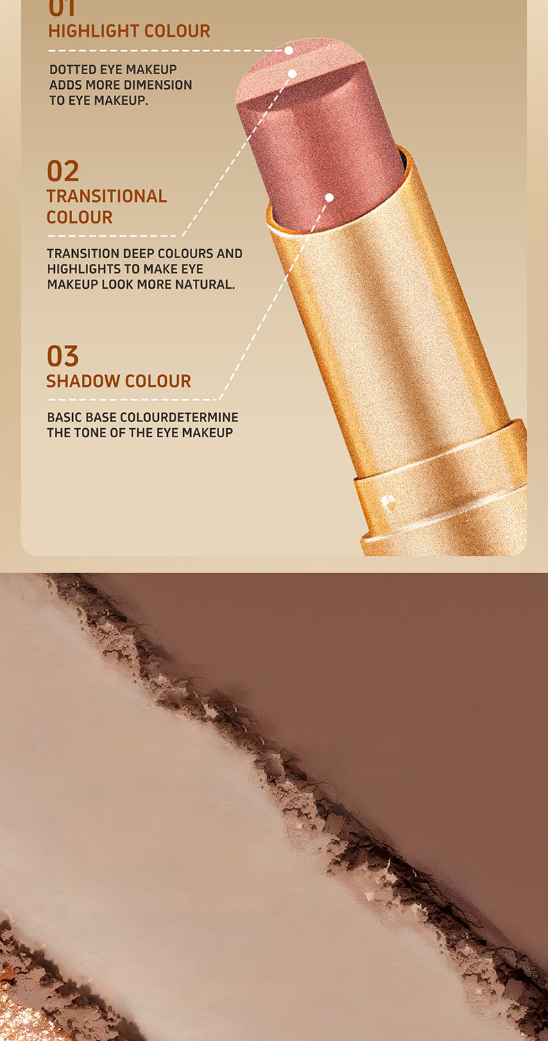 One-Stroke Gradient Lazy Three-Color Eyeshadow Stick Matte Shimmer Pearl Highlight Eyeshadow Pen