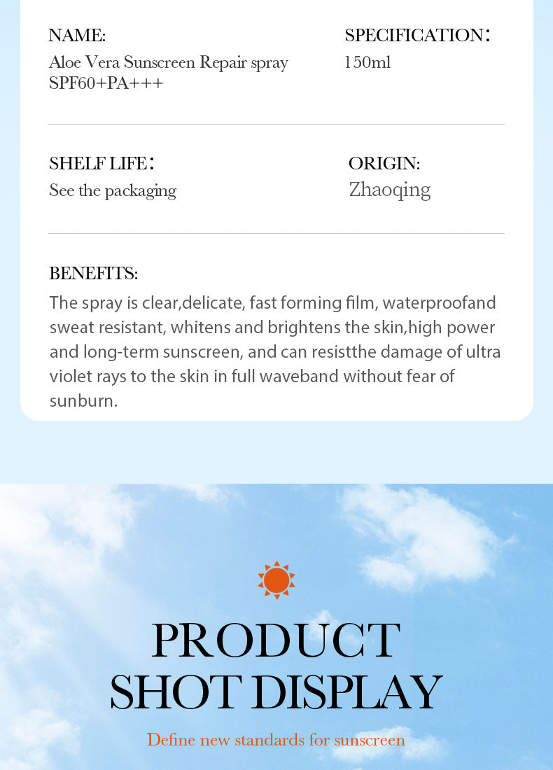 BIOAOUA Aloe Vera Sunscreen Sunscreen Isolation Refreshing Three-in-One Sunscreen Spray Wholesale