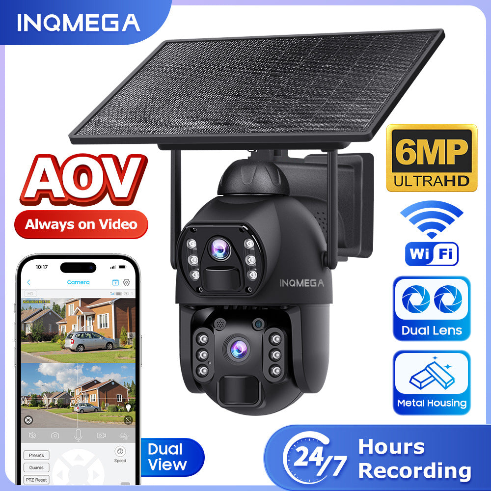 New Products from Manufacturers AOV Solar-powered Camera6MP High Definition Full Color Low Power Consumption4G Dual Camera Dual Screen