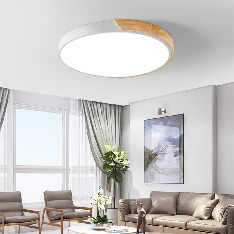 Macaron Solid Wood Ceiling Light led Bedroom Lamp Round Nordic Iron Art Room Lamp Creative Living Room Lamp for Home Use