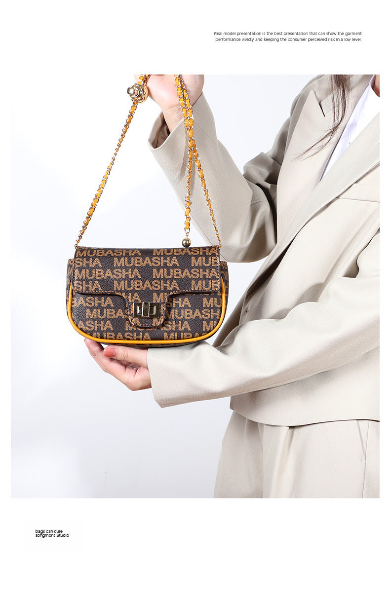 New Trendy Chain Bag for Women, Vintage Floral Shoulder Bag, Light Luxury Small Square Bag, Retro Stylish Crossbody Bag
