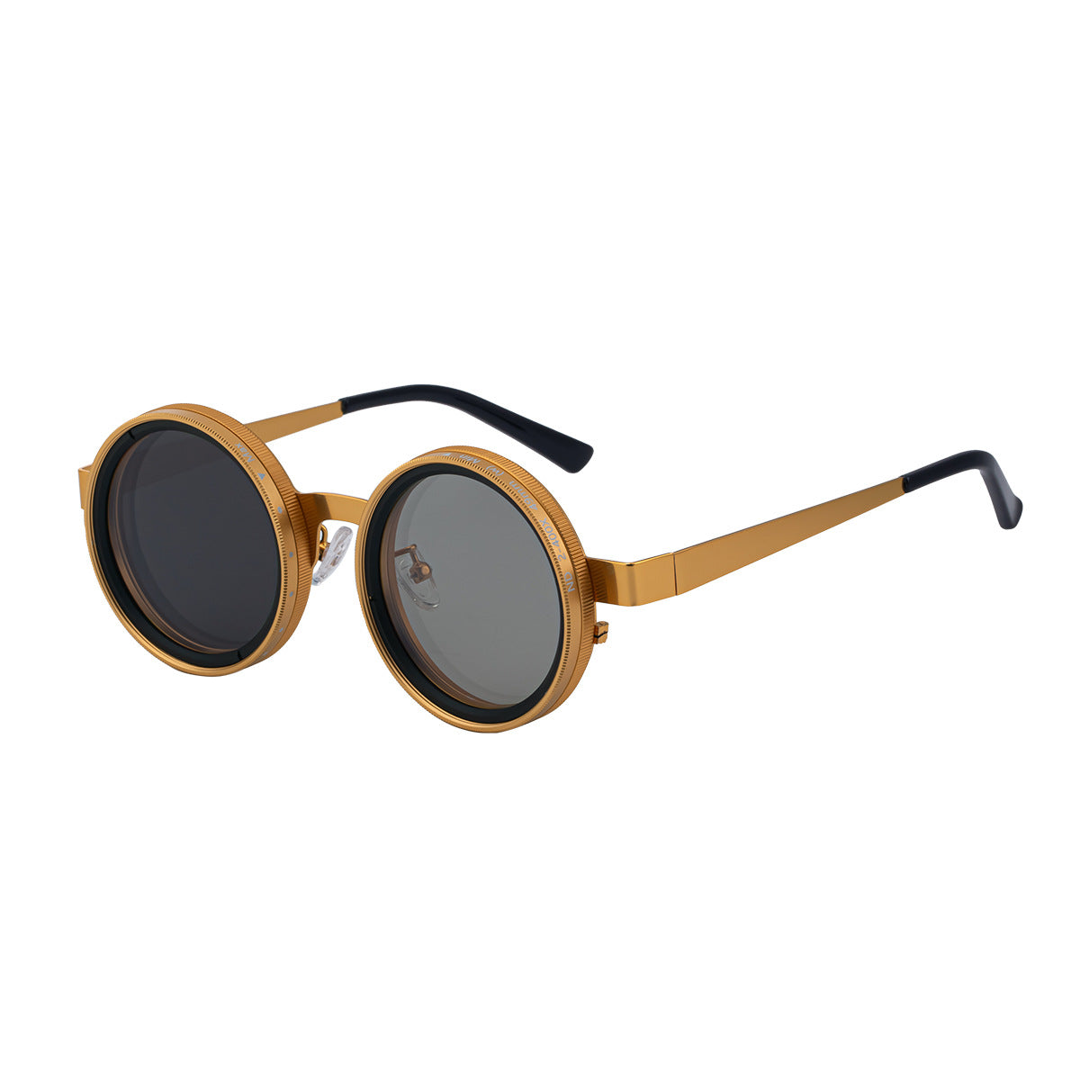 ND Nine-Stage Manual Adjustable Zoom Glasses Anti-Glare Round Frame Sunscreen Sunglasses High-End Polarized Sunglasses for Men