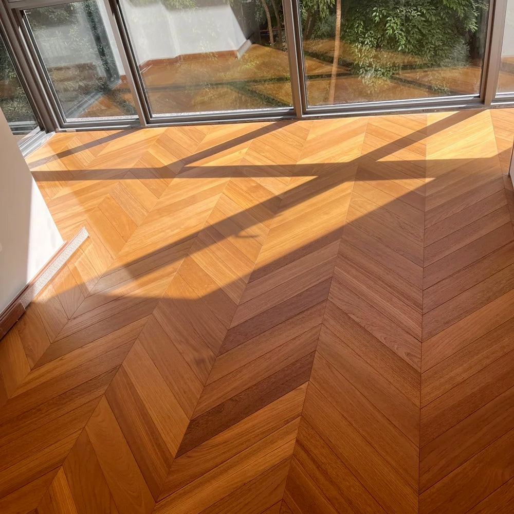 High Quality 14mm Multi-Layer Engineered Teak Flooring | UV Lacquer Finish Custom Sizes for Outdoor Basement Luxury Projects