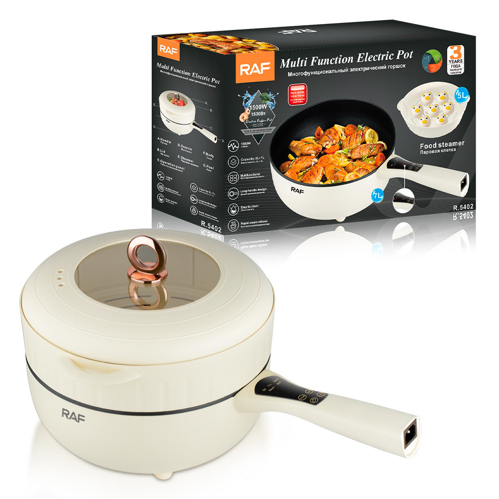 RAF European Standard Multifunctional Electric Frying Pan Household Integrated Non-Stick Cooking Pot Electric Cooking Pot Steamer5L+7L