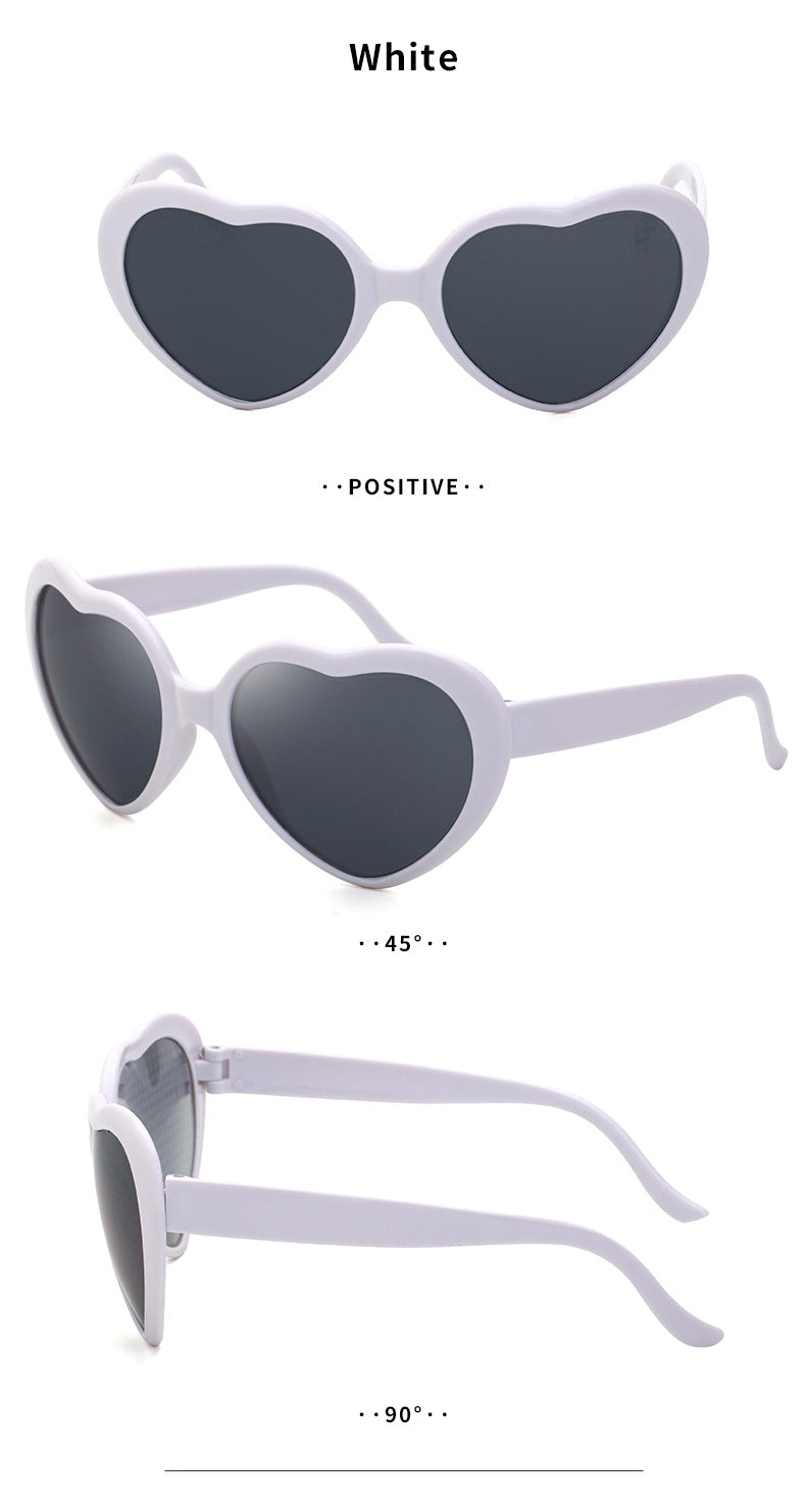 Light Changing Heart Romantic Glasses Night Internet Celebrity Same Style Sunglasses Trendy Heart Sunglasses Stage Performance