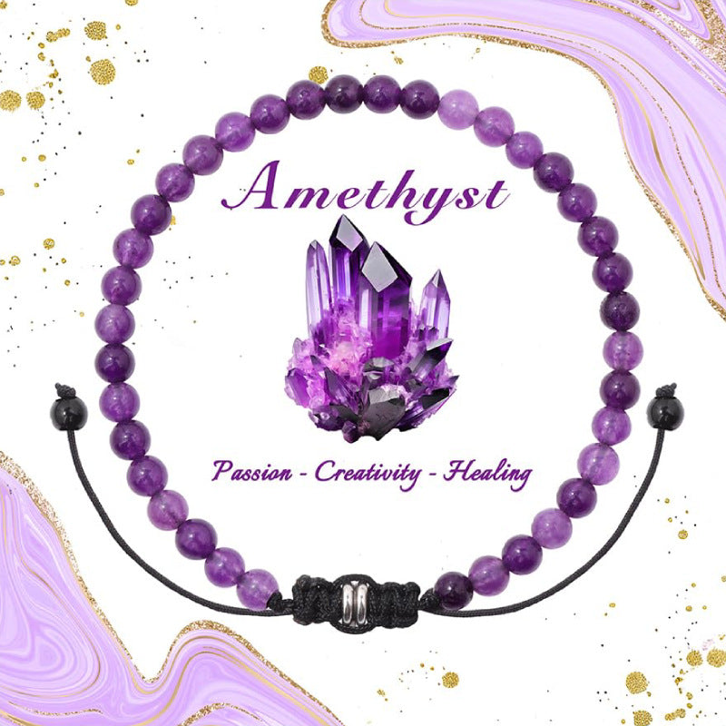 Natural Stone Crystal Beaded Bracelet4/6/8mm Chalcedony Turquoise Stretch Bracelet Lapis Tiger Eye Braided Bracelet