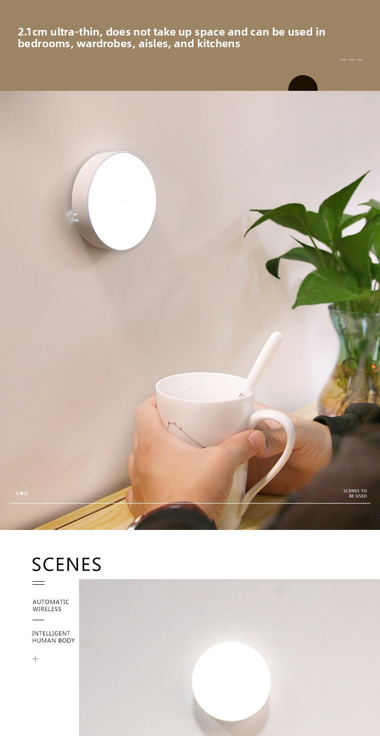 LED Intelligent Human Body Sensor Light USB Rechargeable Night Light Corridor Light Home Aisle Wardrobe Light Bedroom Bedside Light