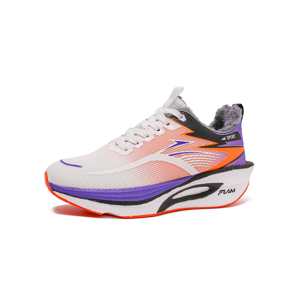 New Feiran Real Explosive Carbon Plate Lightweight Cushioning Couple Sports Shoes with Fleece Lining, Warm, Comfortable, Non-Slip, Wear-Resistant Running Shoes