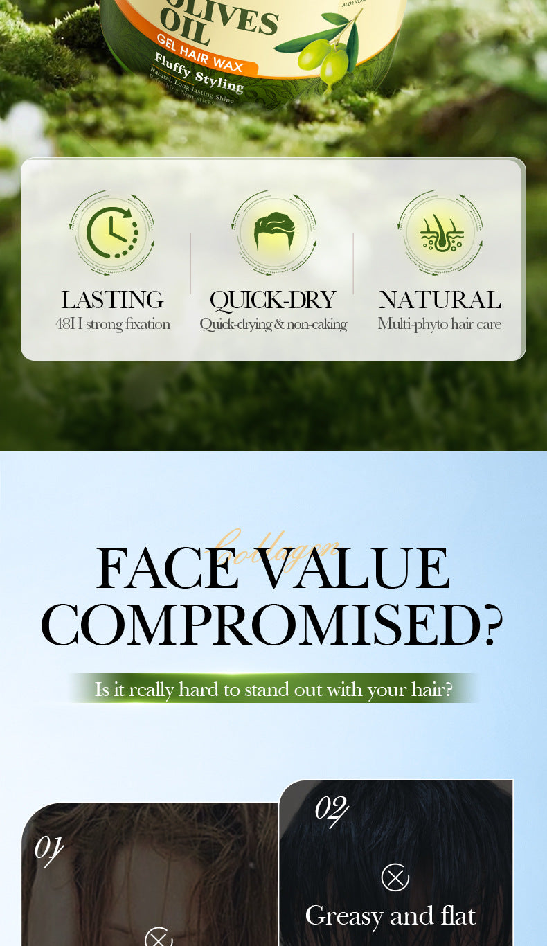 Olive Oil Hair Styling Wax SADOER Nourishing Gel Styling Fluffy Hair Wax  Foreign Trade Wholesale