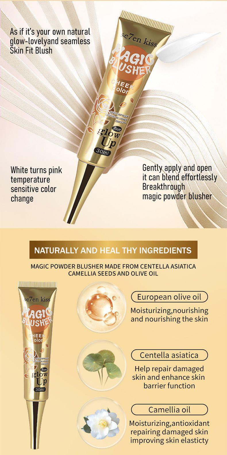 Philippines Olauty Magic Temperature-Sensitive Color-Changing Liquid Blush30ml Shimmer Smoky Eyeshadow Blush Cream Makeup