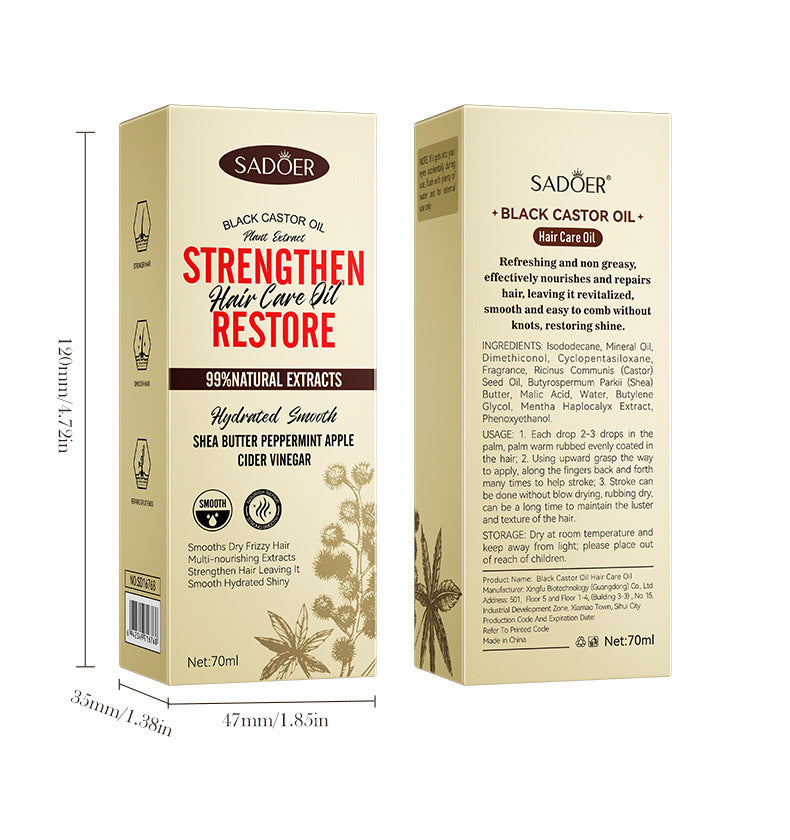 Black Castor Oil Hair Care Essential Oil SADOER Moisturizing and Smooth Hair Conditioner Cross-Border Wholesale