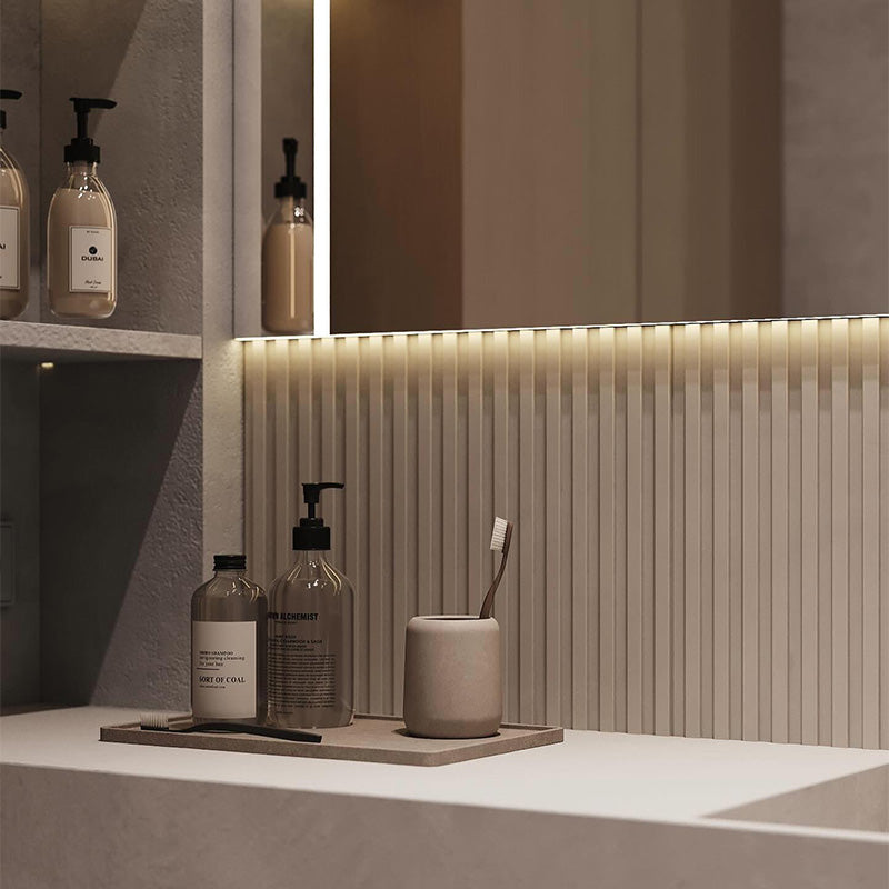 Modern Customizable High Quality Rock Panel LED Mirror Bathroom Sink Cabinet Hotel Corner Triangle Mirror Cabinet Vanity Combo