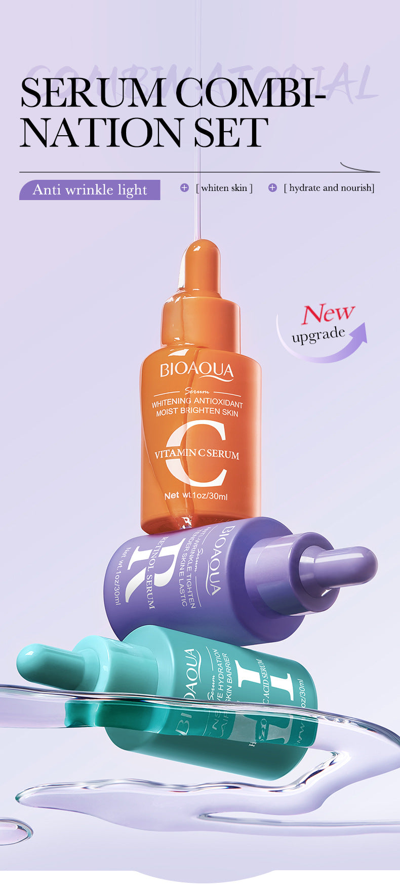 Essence Three-Piece Set90ml BIOAOUA Hydrating and Moisturizing Skincare Set  Wholesale