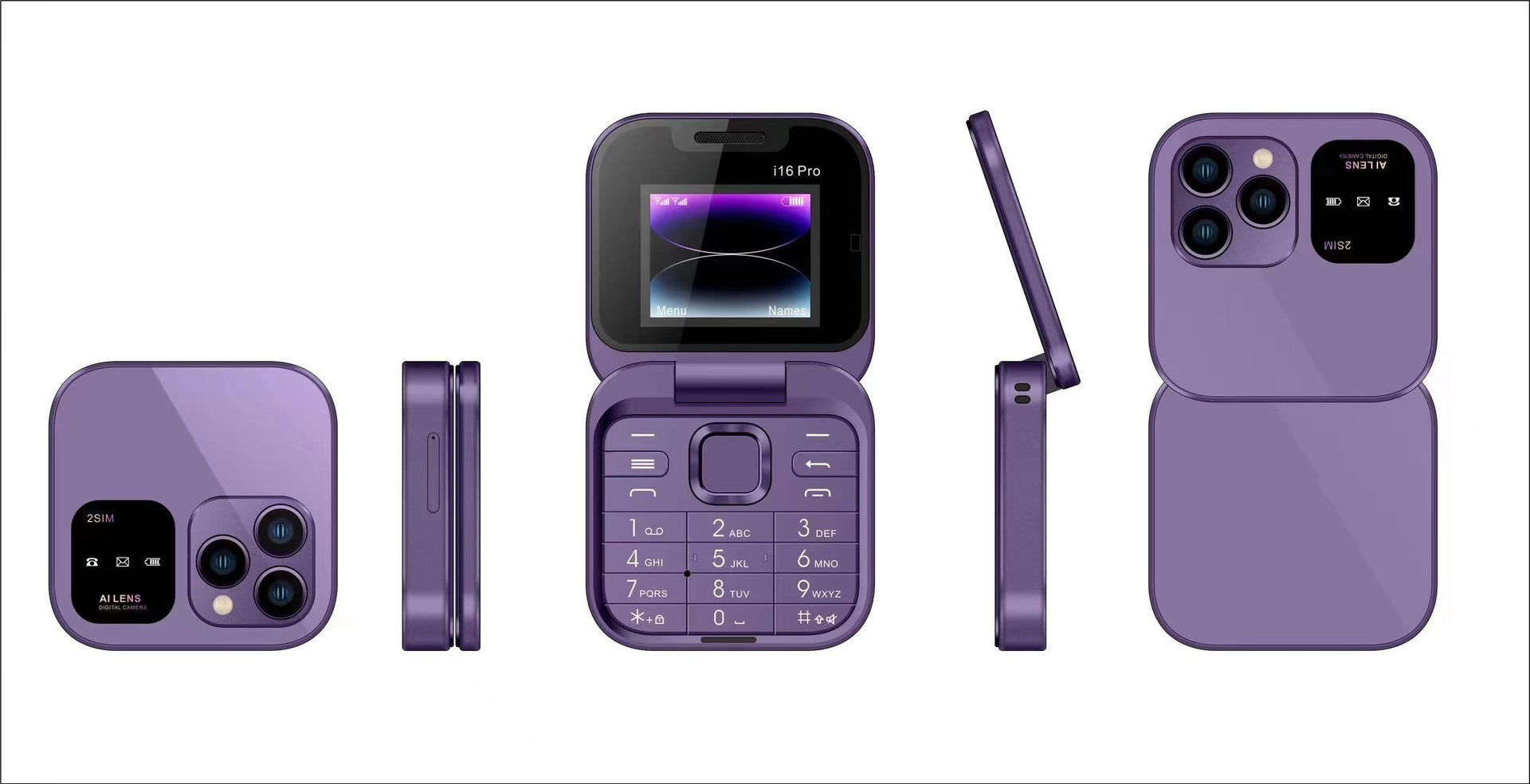 New Mobile Phone i16 pro Dual SIM Non-Smartphone Flip Phone Button Elderly Phone Student Small Phone