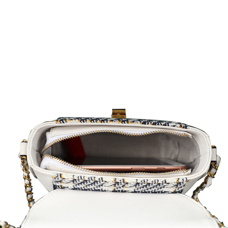 Chanel Style Small Gold Ball Chain Bag Plaid Single Shoulder Crossbody Small Square Vintage Style Women's Bag Plaid Small Square Bag
