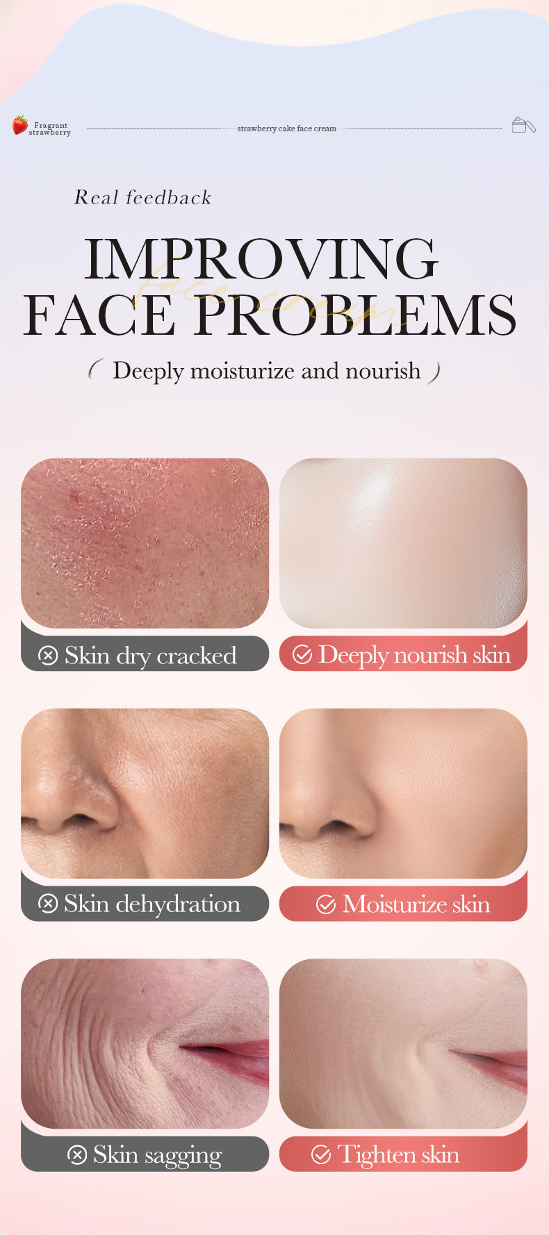 Strawberry Cake Nourishing Cream BIOAOUA Moisturizing skin moisturizing cream  foreign trade wholesale