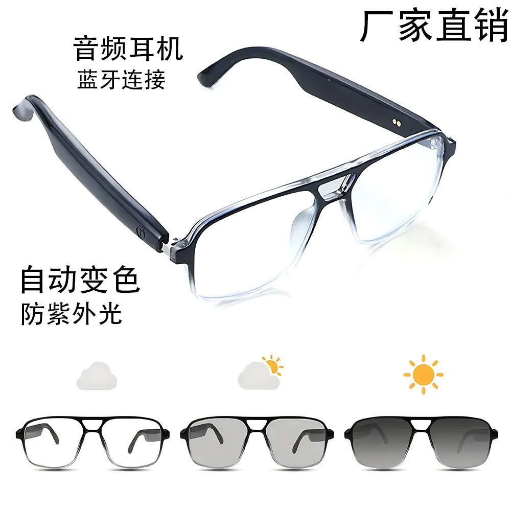 Popular AI Smart Glasses Photosensitive Color Changing Bluetooth Call Music Playback Outdoor Cycling Factory Direct Sales
