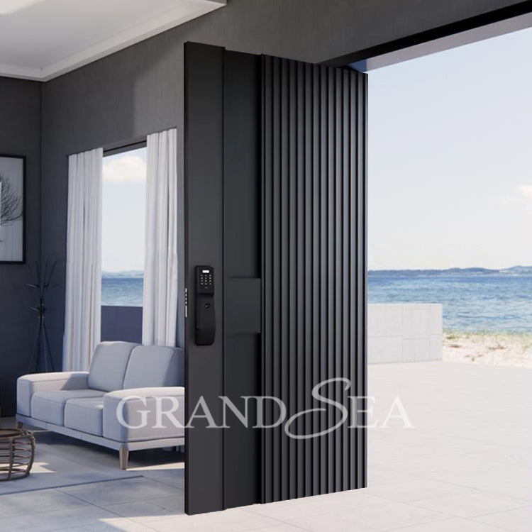 Luxury Design Entrance Door Exterior Security Front Pivot Door Modern Entry Black Wooden Aluminum Pivot Door