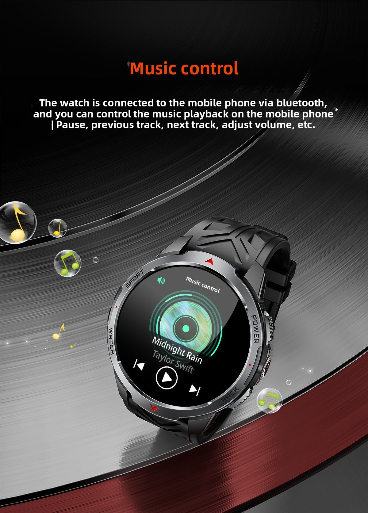 KT88Smart Watch Bluetooth Call Heart Rate Pedometer Sleep Compass Flashlight Deep Waterproof Three-Proof Sports