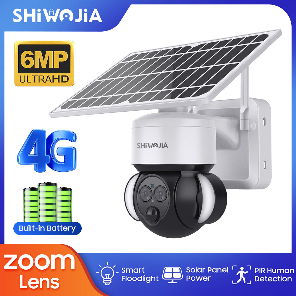 600Wan HD Outdoor Courtyard Solar Binocular Zoom Camera4G Wireless Night Vision Remote Early Warning Monitoring