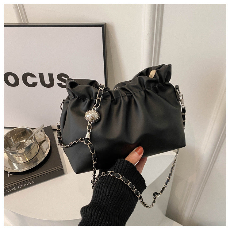 French Style Ruched Cloud Bag Niche Design Single Shoulder Women's Bag Versatile Chain Simple Fashion Crossbody Underarm Women's Bag