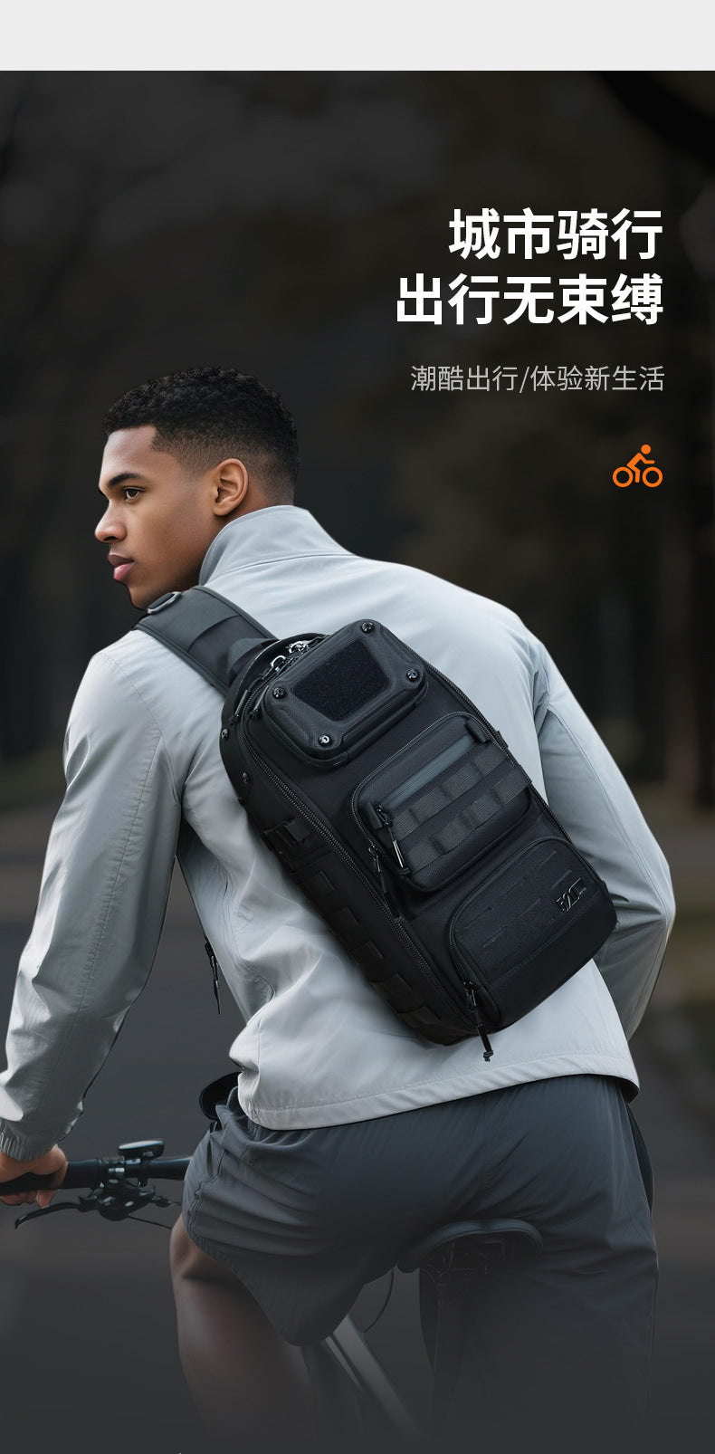 ozuko Tactical Chest Bag Men's Crossbody Bag High-end Outdoor Waterproof Multi-Function Trendy Portable Shoulder Bag