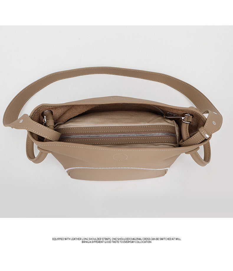 Niche Design Commuter Basket Handbag Tote Bag2024New style lazy style single shoulder bag, soft leather crossbody bag for women