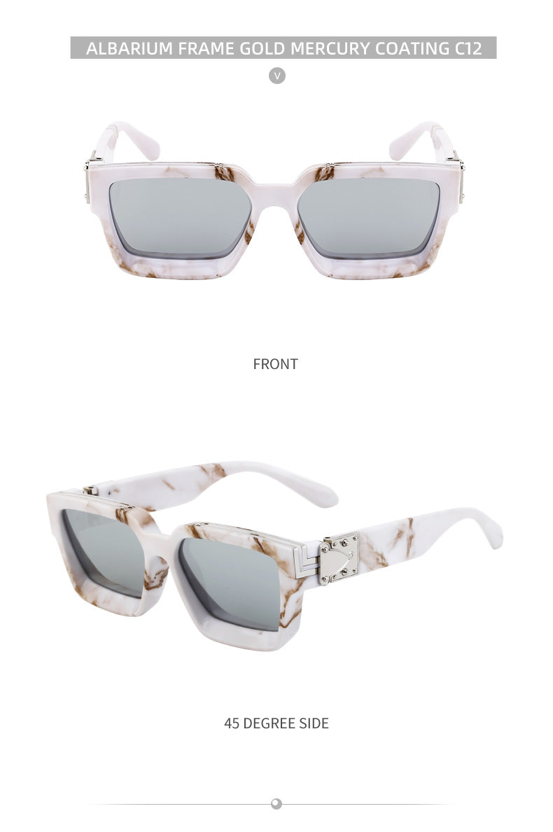 0k Billionaire Style Sunglasses Men Fashion Internet Celebrity Sunglasses Women High-end Glasses Square Frame Sunglasses
