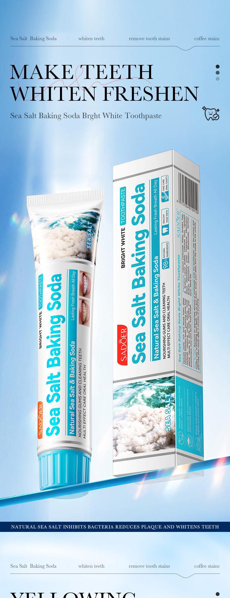 Mint Toothpaste100gSADOER Propolis Sea Salt Ginger Cleans Tartar Strengthens Teeth  Wholesale