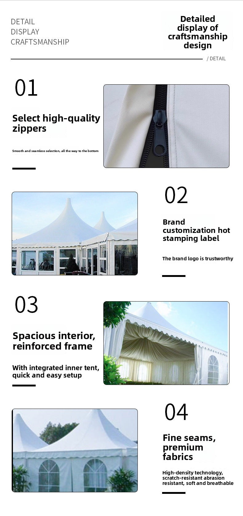 Outdoor Garden Aluminum Alloy Pointed Top Tent European Style Aluminum Pole Tent Car Show Wedding Exhibition Banquet Tent Four Corner Canopy