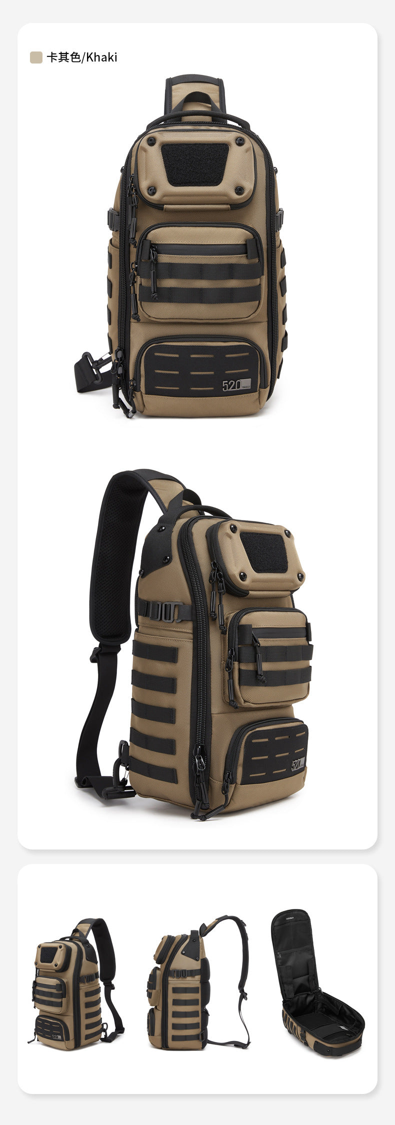 ozuko Tactical Chest Bag Men's Crossbody Bag High-end Outdoor Waterproof Multi-Function Trendy Portable Shoulder Bag