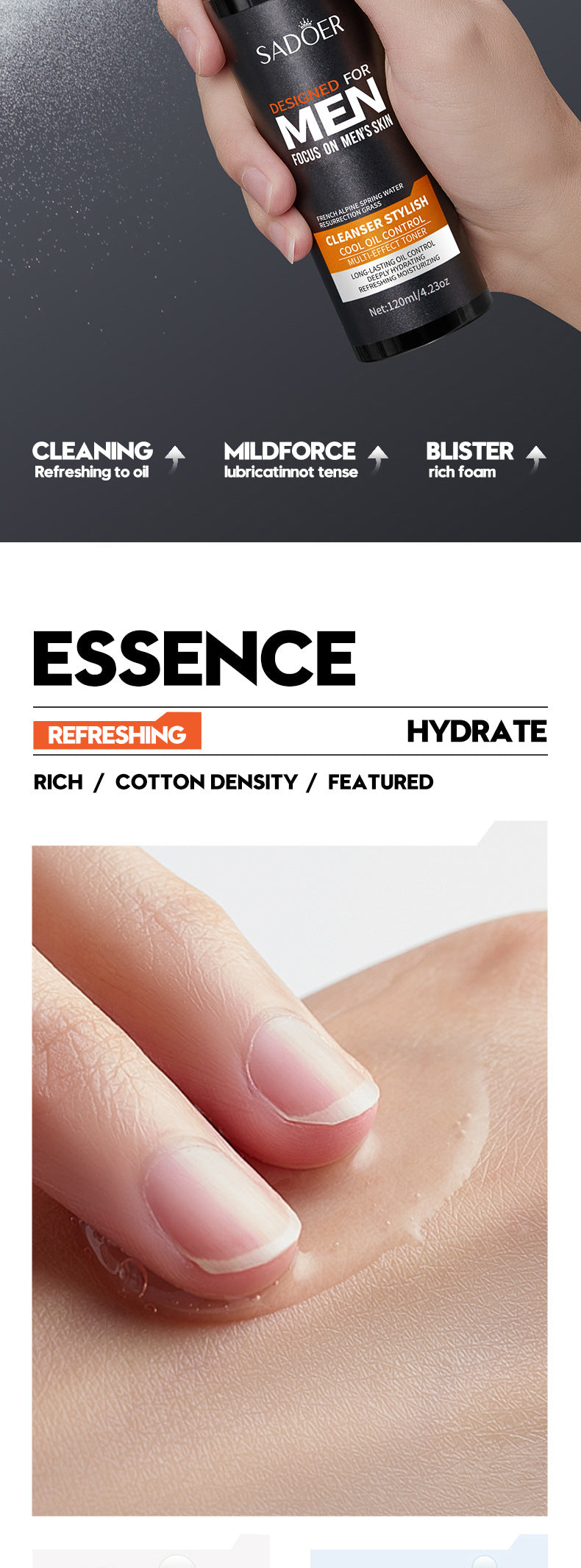 Men's lotion SADOER Cool and Refreshing Men's Vaseline Hydrating Toner Lotion Cross-Border Wholesale